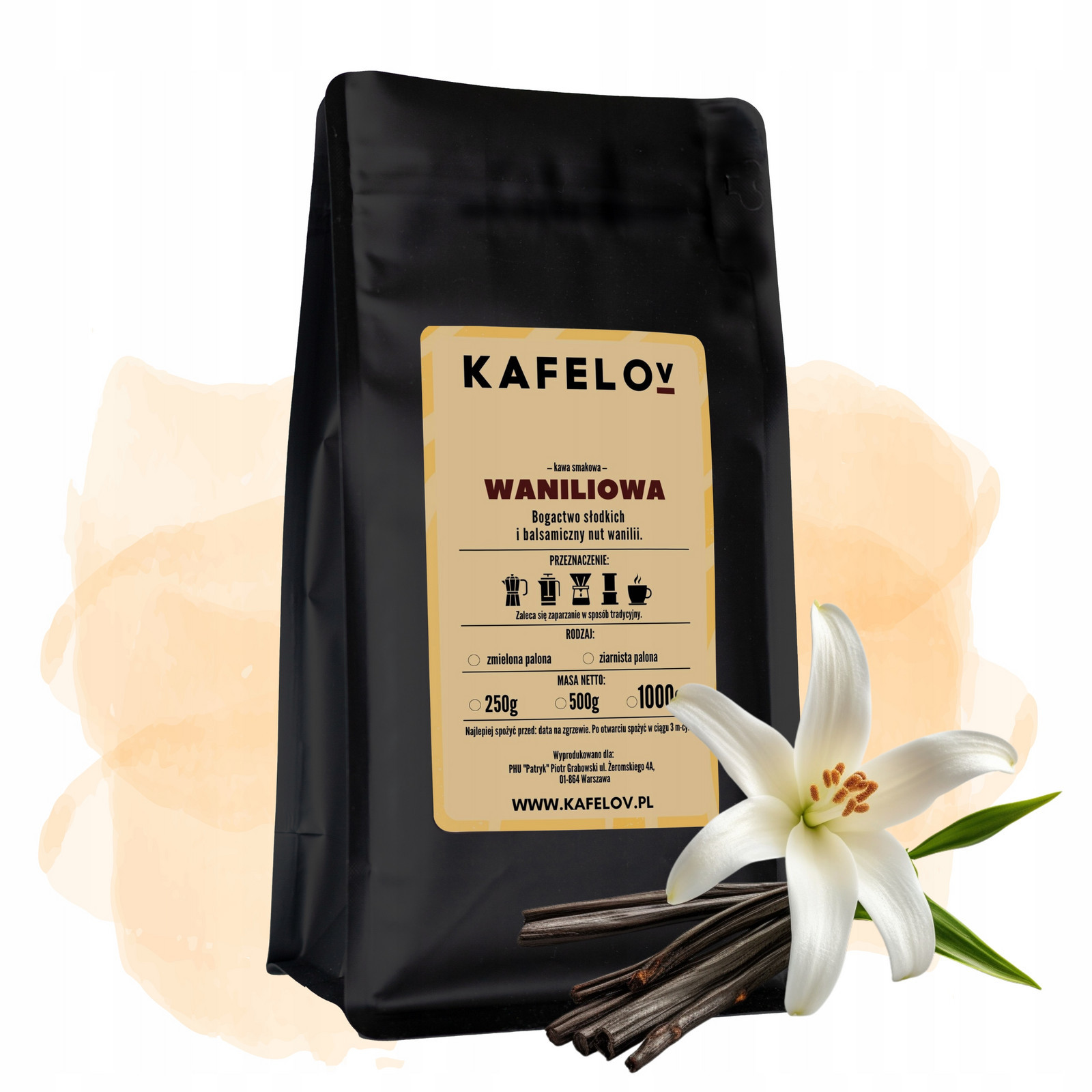 Káva Vanilková mletá 1 kg ochucená arabika