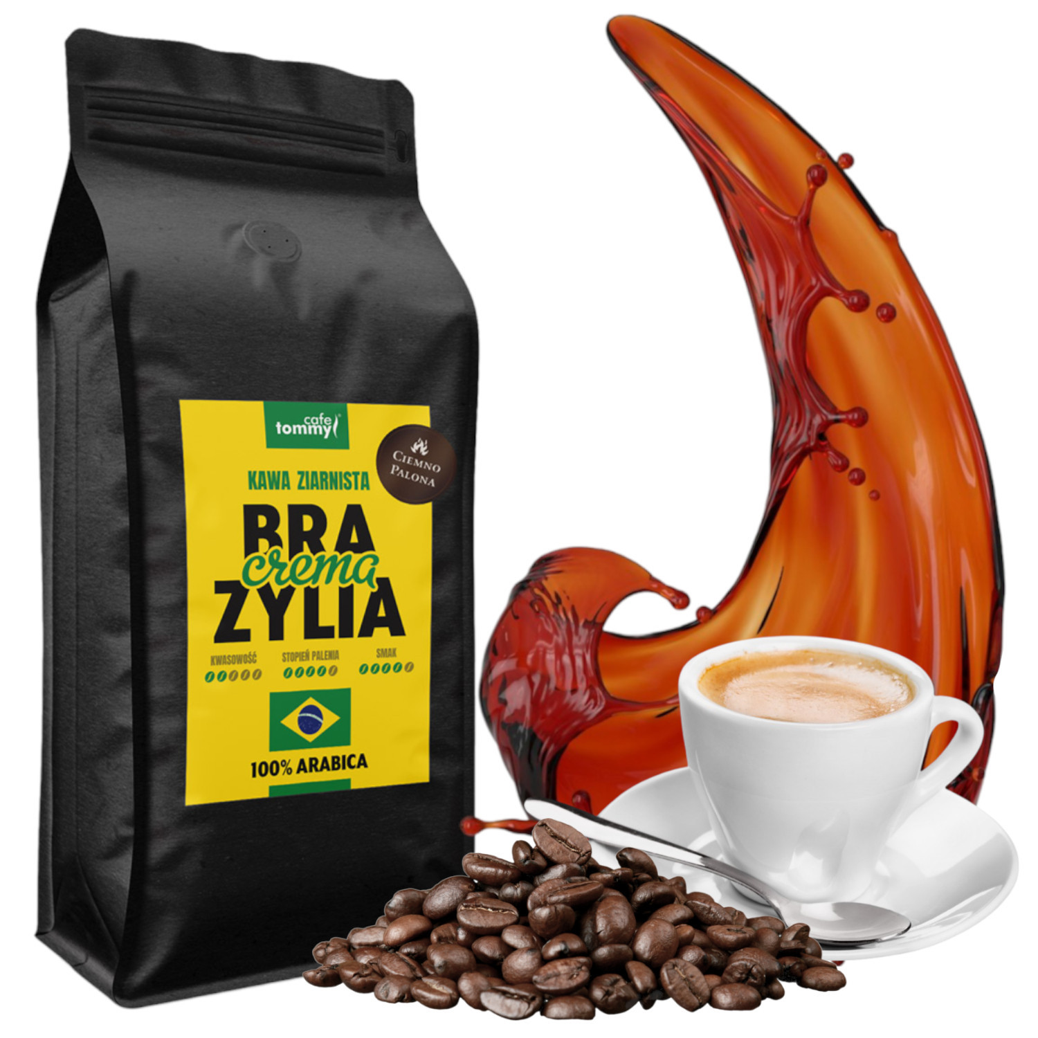 Káva Zrnková 1kg Brazílie Crema 100% Arabica Tmavě pražená Na espresso