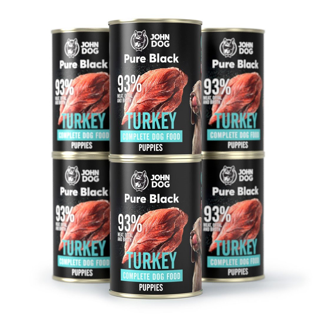 6X John Dog Pure Black krůta krmivo Mokrých Štěňat