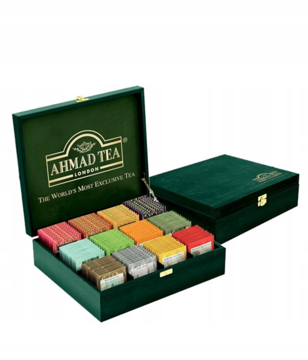Ahmad Kolekce 12 příchutí čajů v obálce dřevěná krabička