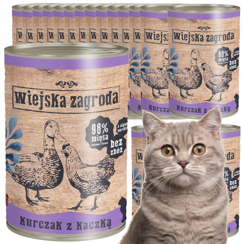Wiejska Zagroda Cat 12× 400 g - kuřecí s kachním masem