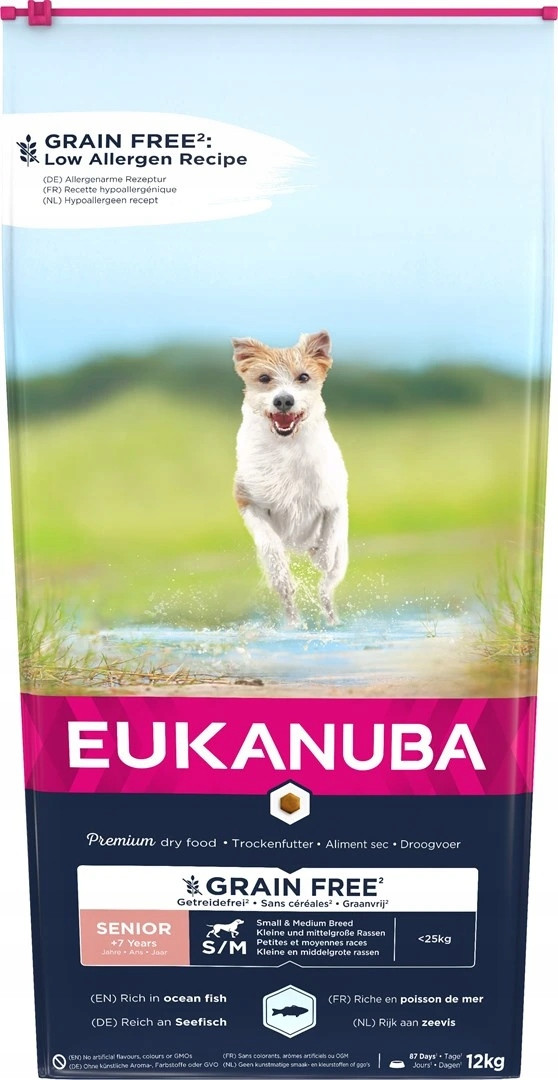 Eukanuba Senior Small & Medium Breed Grain Free mořská ryba - Výhodné balení: 2 x 12 kg