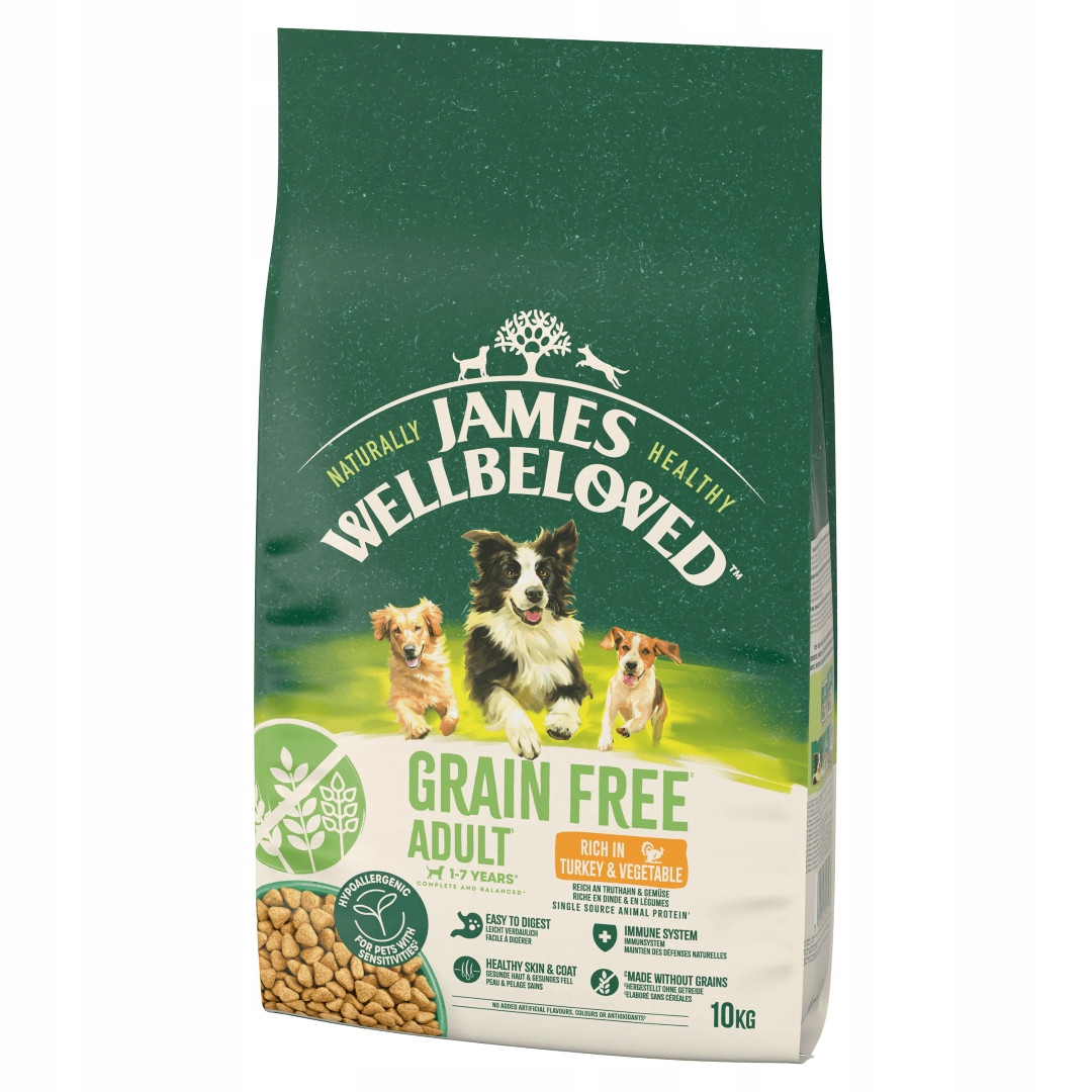 James Wellbeloved Grain Free Adult Dog Hypoallergenic s krůtím & zeleninou - 10 kg