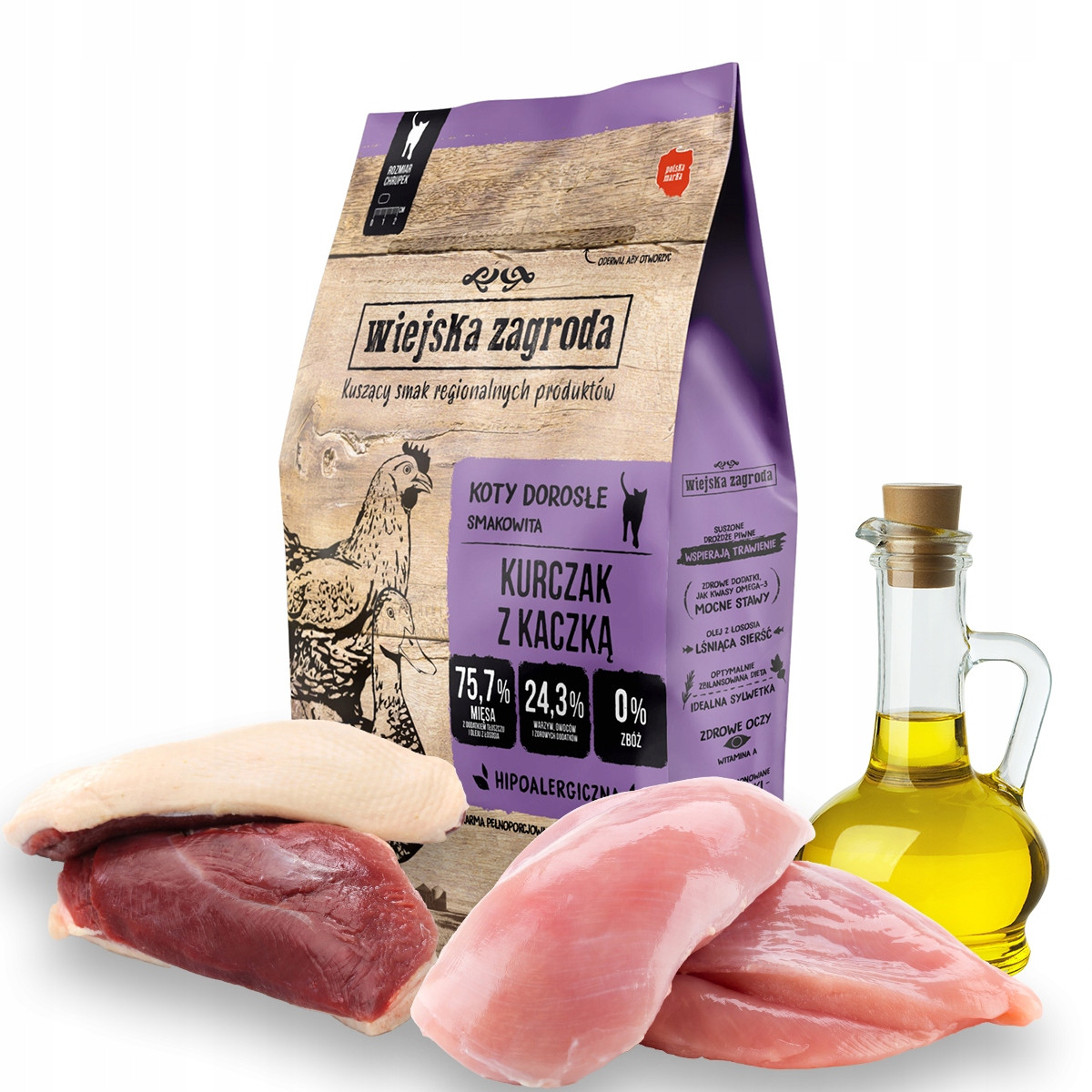 Wiejska Zagroda Cat s kuřecím a kachním - 5 kg