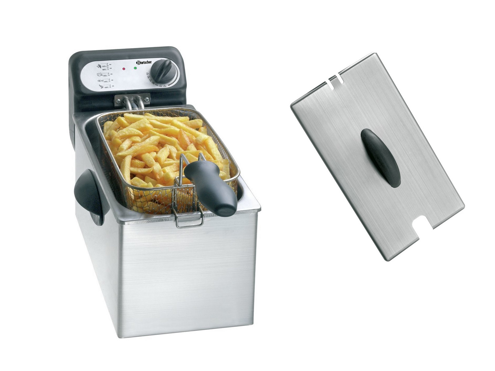 Profesionální 3L Fritéza S Poklicí 2000W Inox