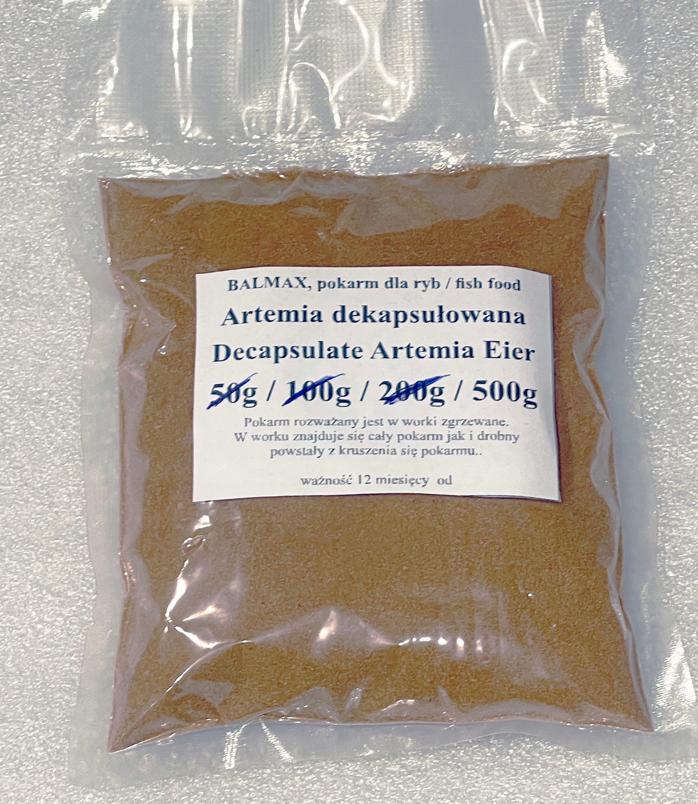 Balmax, Artemia dekapsulovaná, bez skořápky, decaps, krmivo pro ryby 500g.