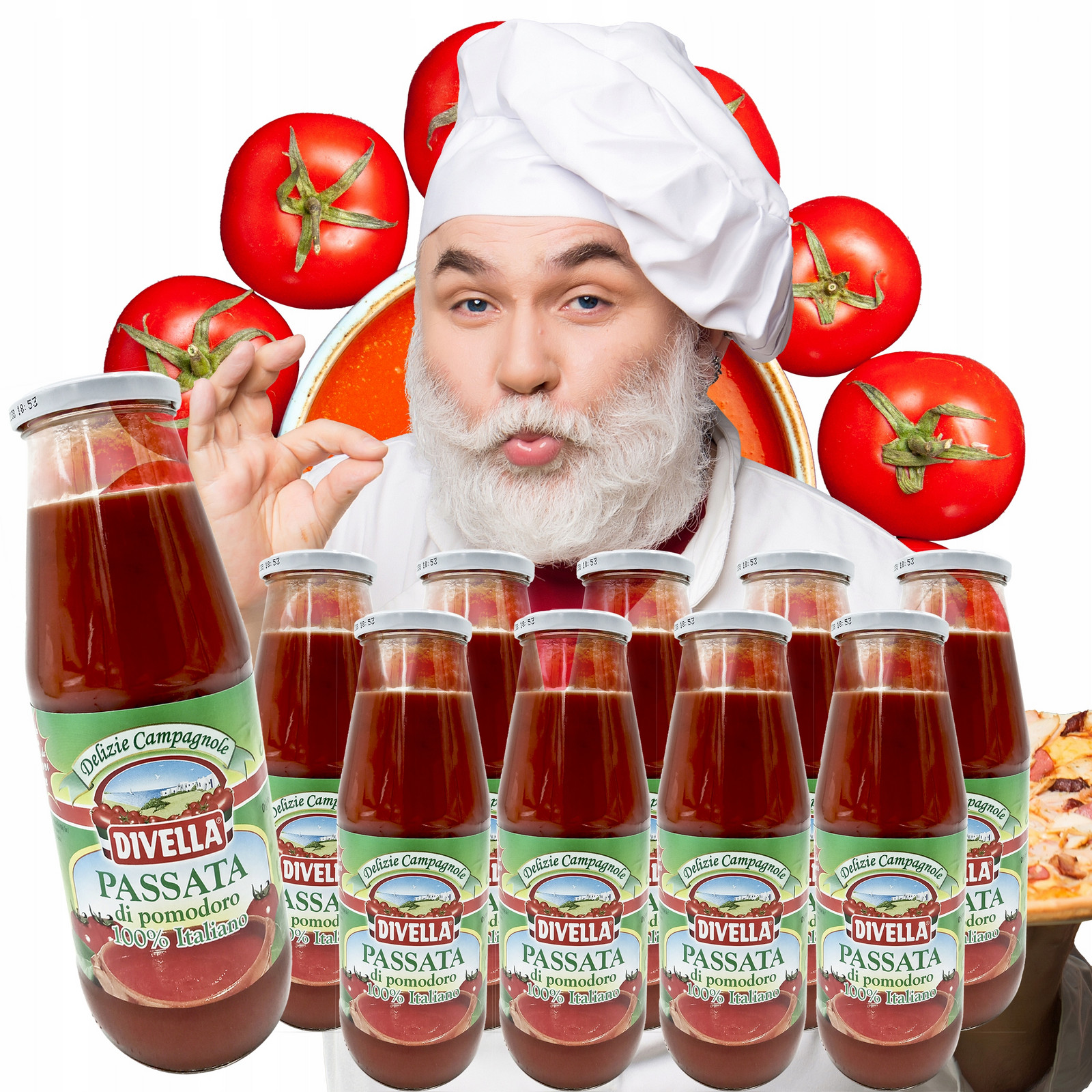 12× Rajčatové pyré Divella Passata 680g