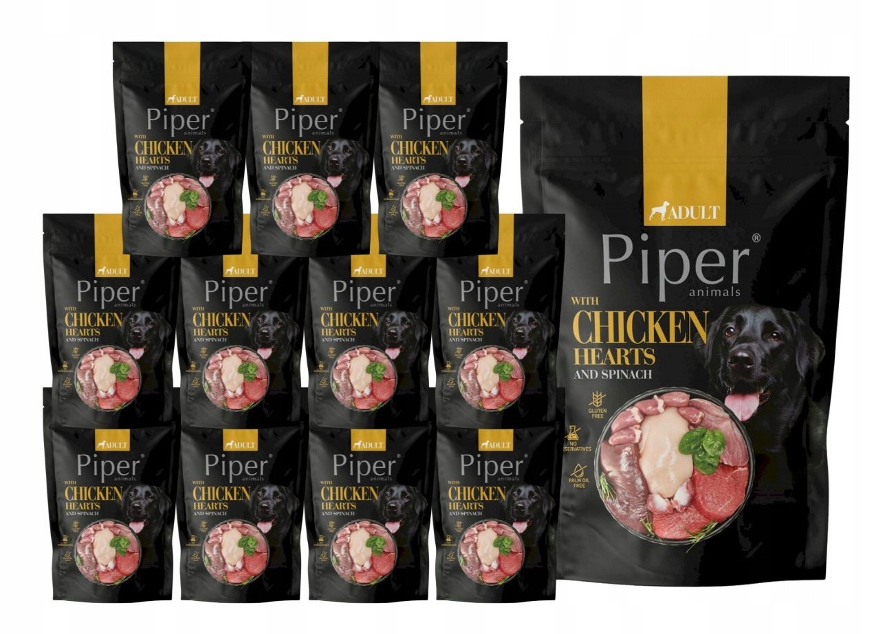 Piper Animals vlhké krmivo pro psy s kuřecím srdcem a špenátem 24x500 g