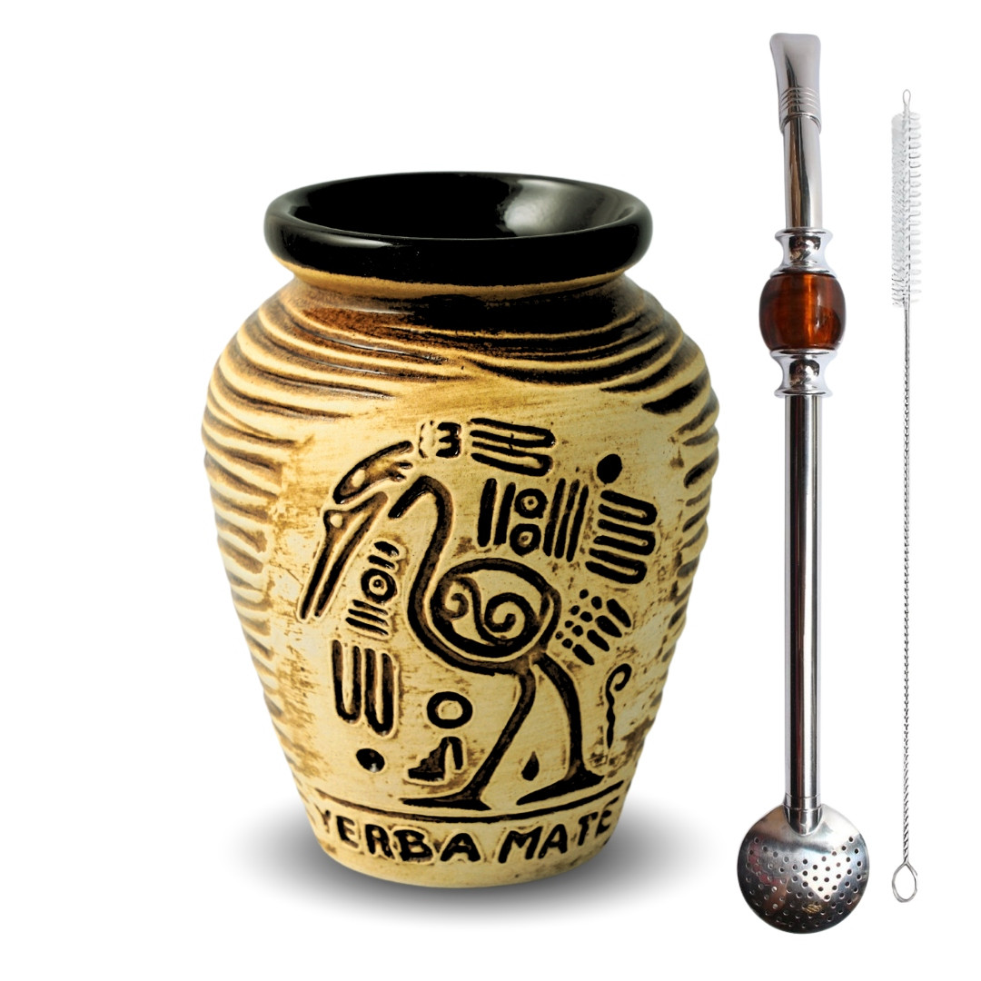 Startovací sada pro Yerba Mate Matero Aztek Bombilla s Čističem