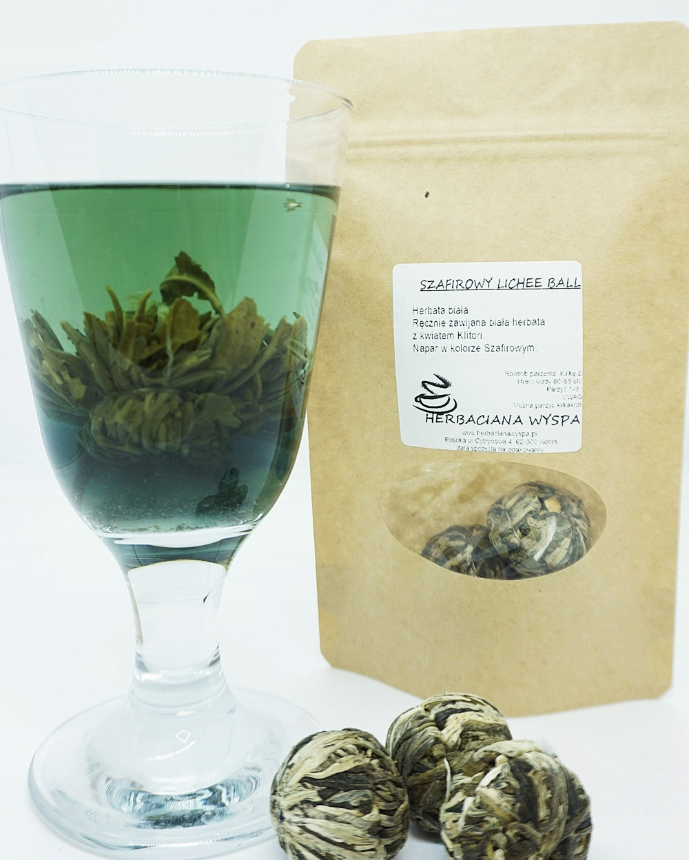 Safírový Lechee Ball 50 ks čaj kvetoucí krásnou barvou a chutí