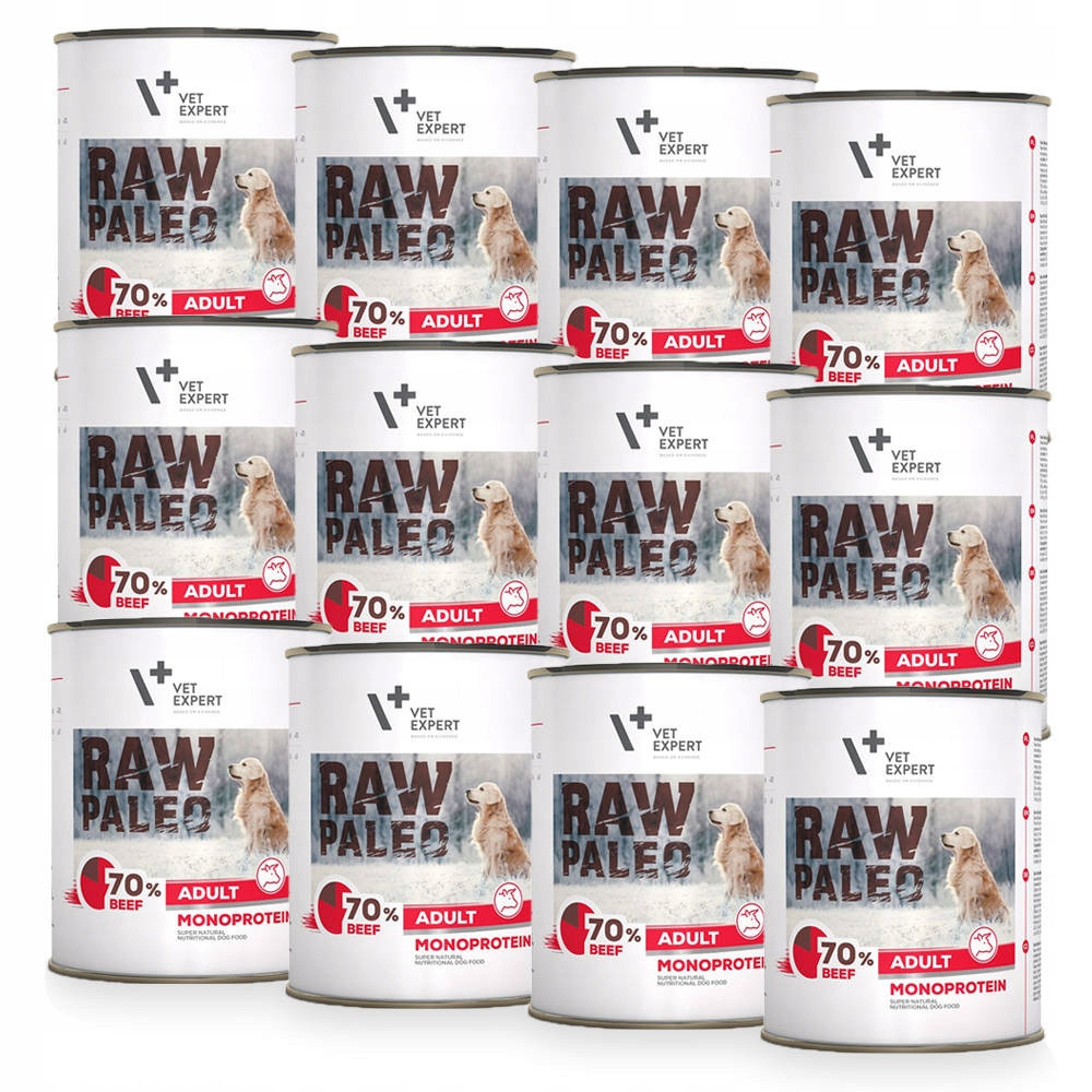 Vlhké krmivo pro psy VetExpert Raw Paleo Hovězí Adult Can 6x800 g