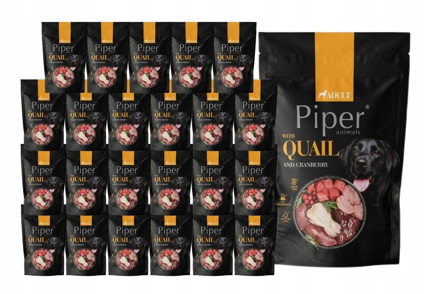 Piper Animals vlhké krmivo pro psy s křepelkou sáček 24x500g Dolina