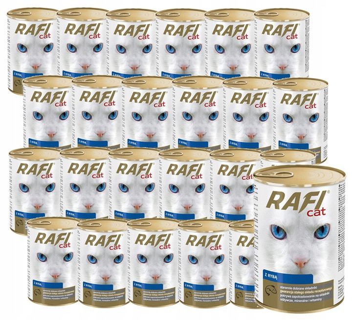 24x Krmivo mokré pro kočky Rafi s rybou 415 g