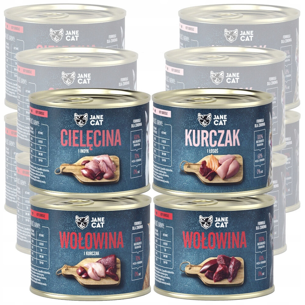 Jane Cat MIX 4 Příchutí Krmivo Pro Kočky 12x200g