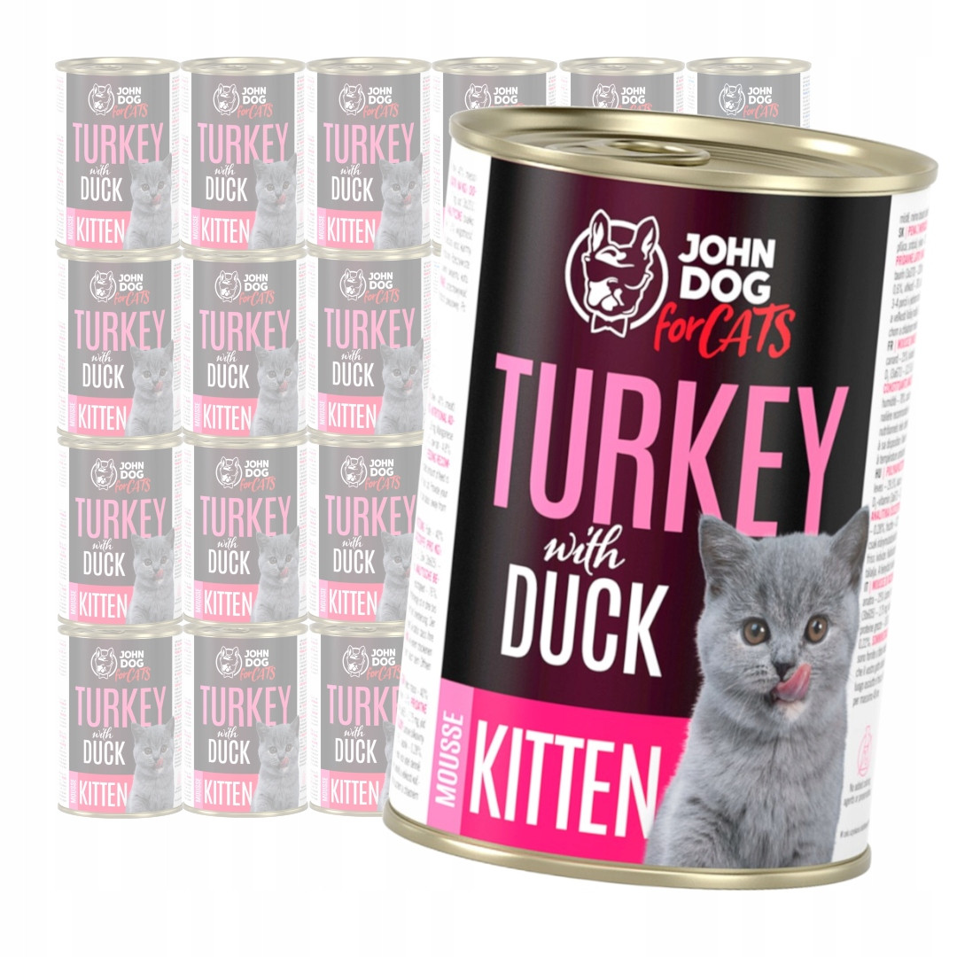 John Dog for Cats Krůta pěna s kachnou 6x400 g Bezobilné Vlhké Krmivo pro koťata