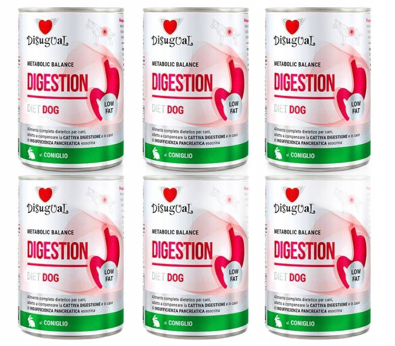 Disugual pro psa Mokrá pankreatická dieta Digestive Low Fat Králík 6 x 400 g