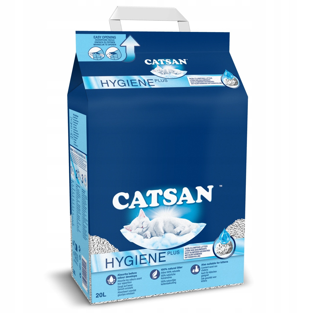 Catsan Hygiene Plus Bentonitové Stelivo Kočky 3x20L