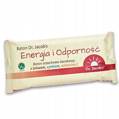 6 x Dr. Jacob's Energia a odolnost Ořechovo-karobová tyčinka, 70 g