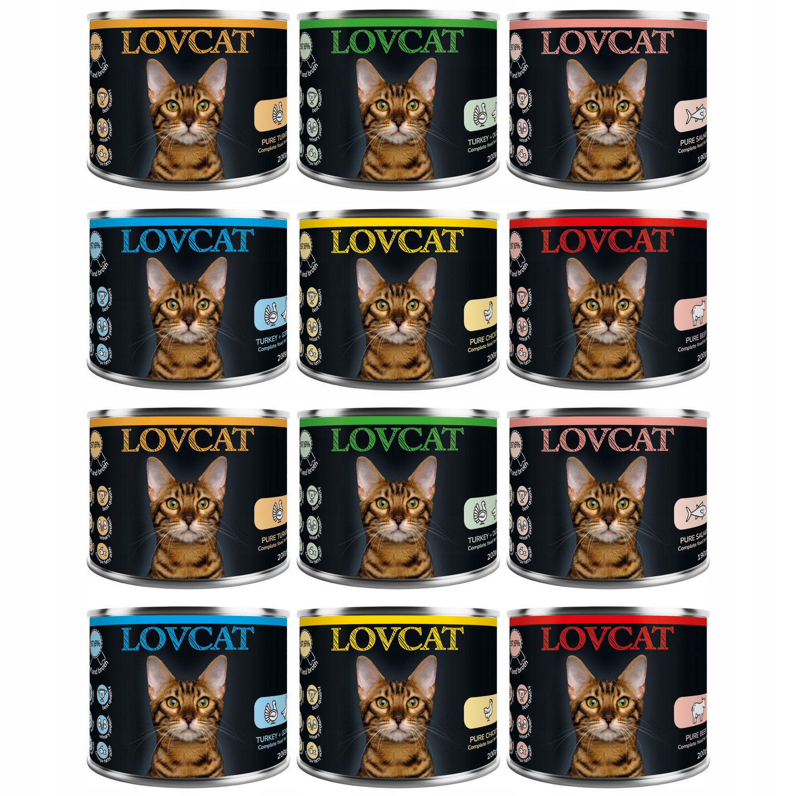 Lovcat psa Set MIX Chutí 12 x 200g,190g