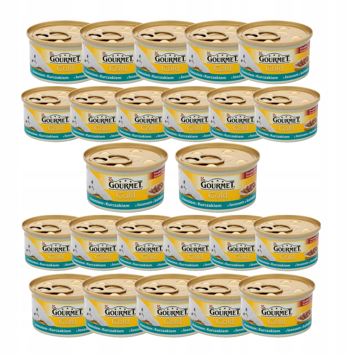 Mokré krmivo pro kočky s lososem a kuřecím masem Gourmet Gold 24x85 g