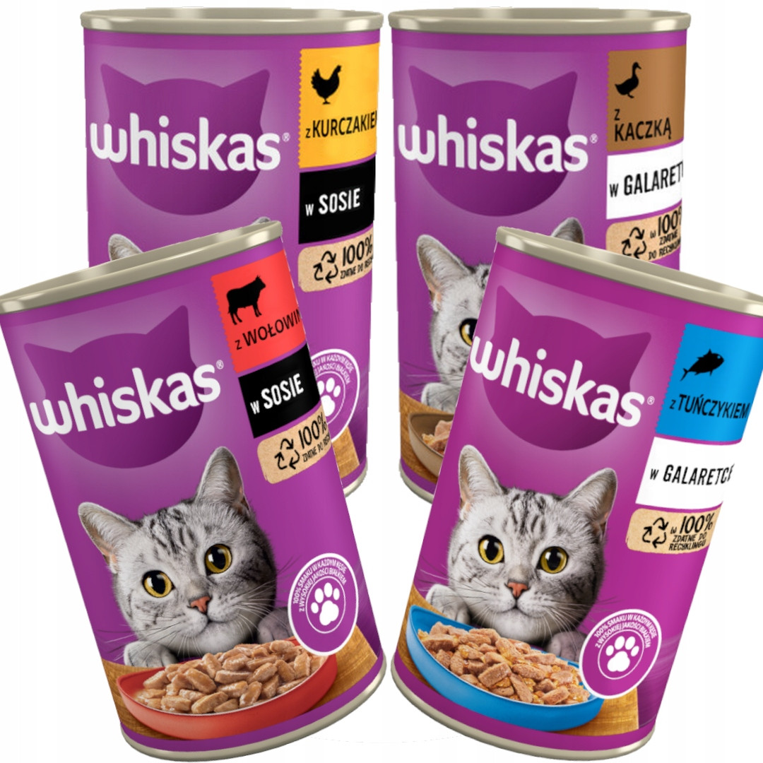 Whiskas Různé příchutě Vlhké Krmivo pro kočky Adult 48x400 g