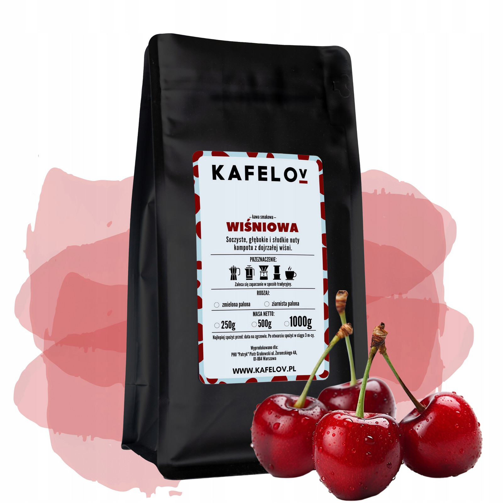 Káva Kafelov ochucená Wiśniowa 1000g zrnková