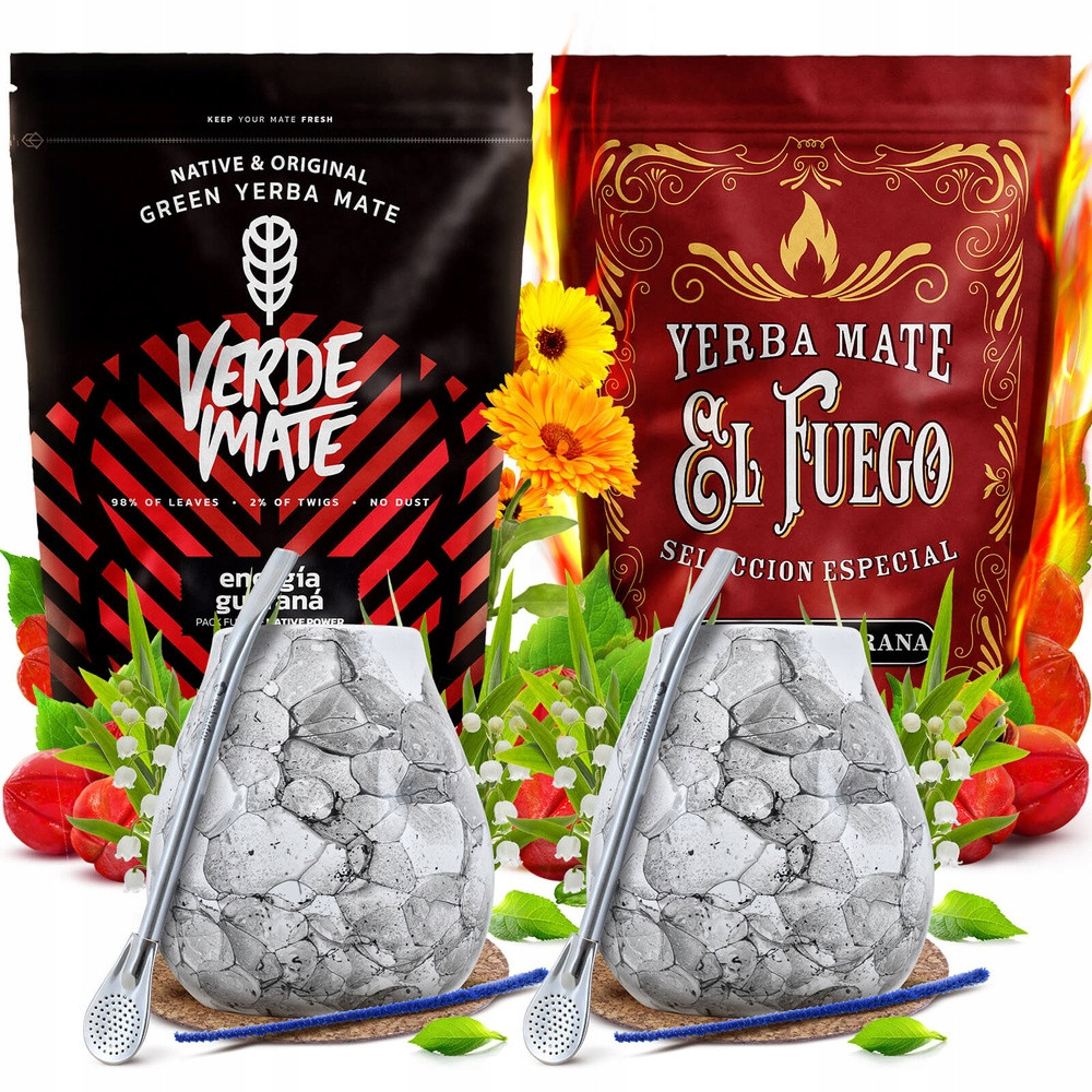 Sada pro dva Yerba Mate Verde Mate Energie tykev bombilla 2x500g 1kg