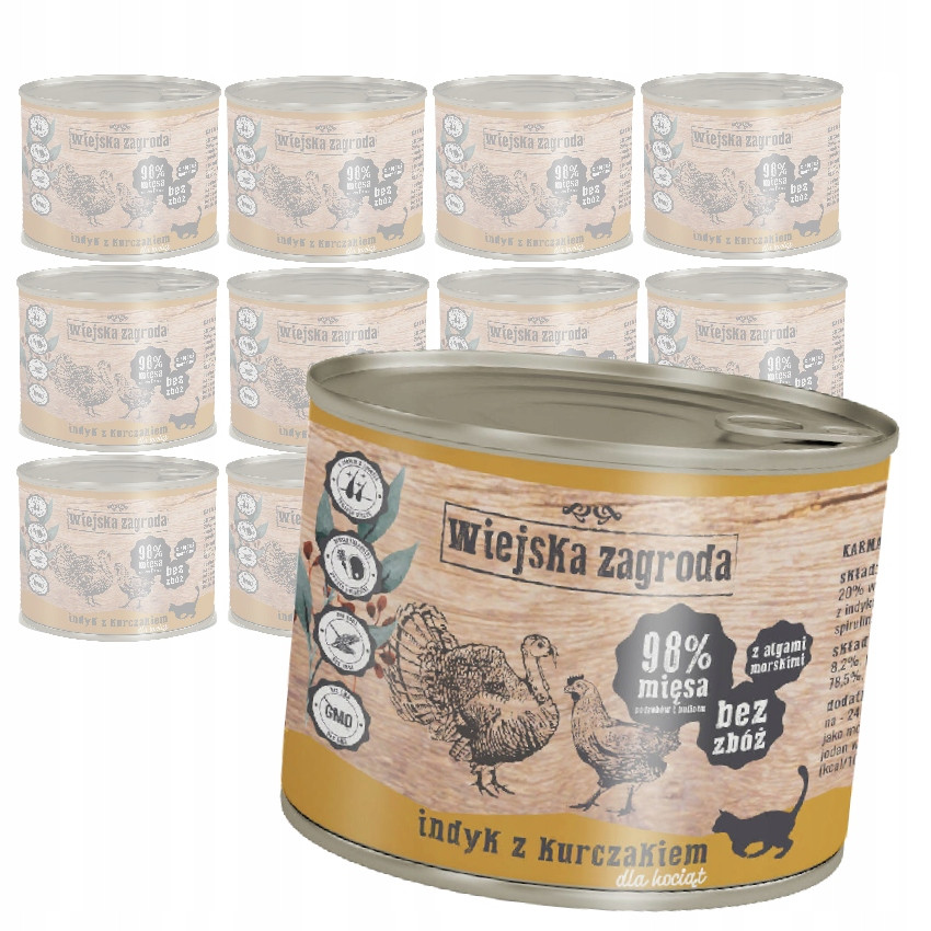 Wiejska Zagroda Krůta Vlhké Krmivo Koťat 12x200g