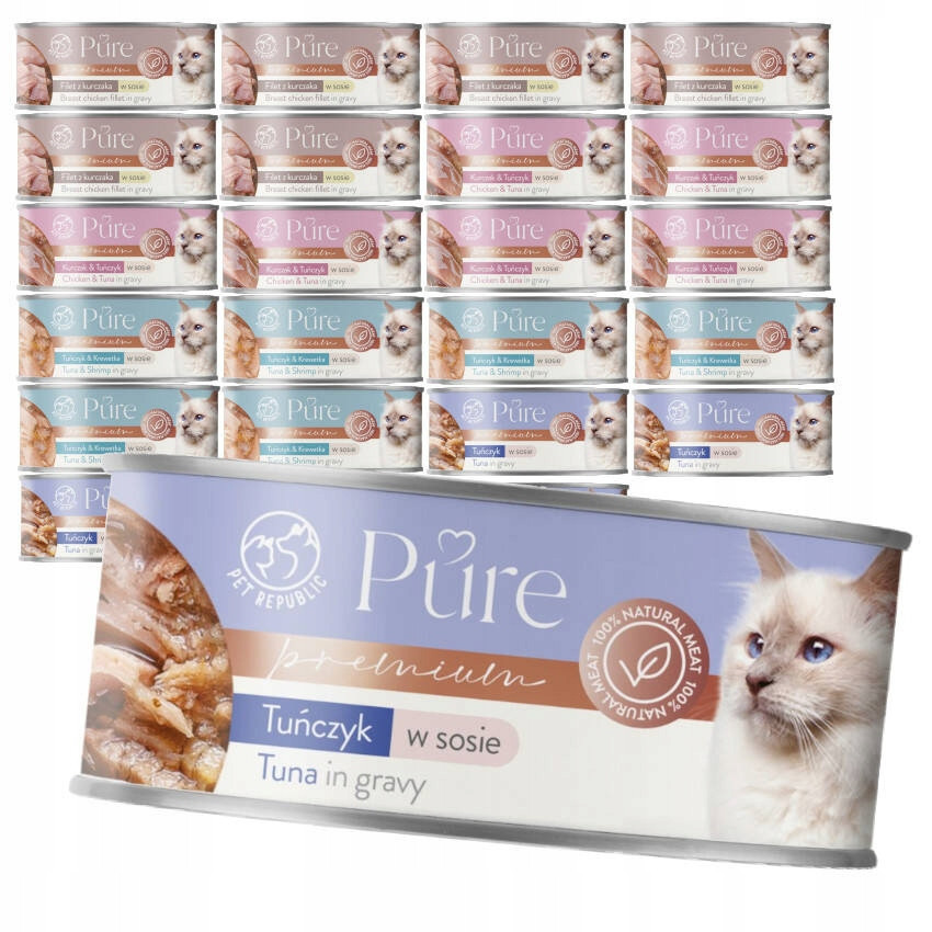 Pet Republic Pure Vlhké Krmivo pro kočky v omáčce 24x80g Kuřecí tuňák Kreveta