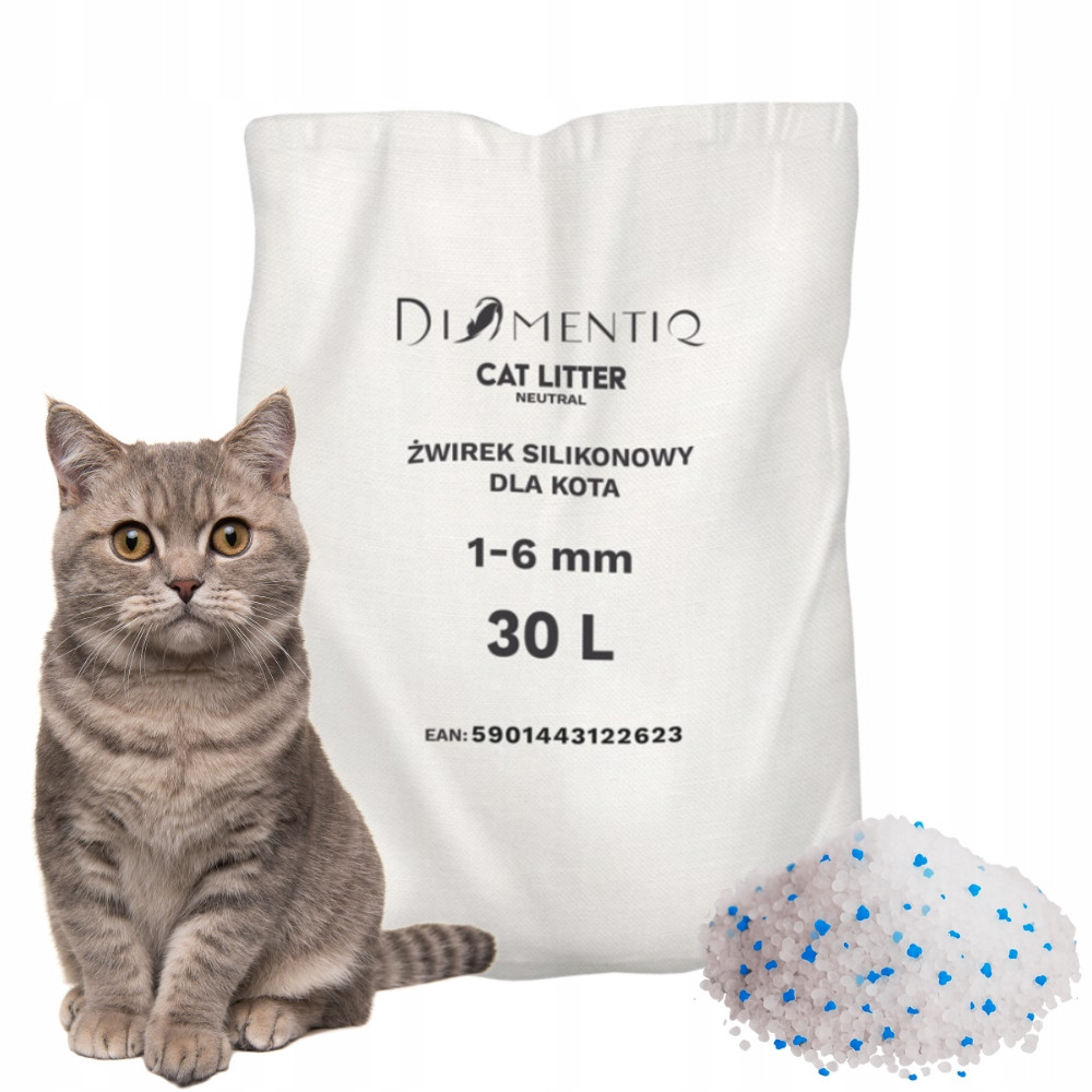 Diamentiq Stelivo Neutrální Silikonové Nehrudkující pro kočky 30 l