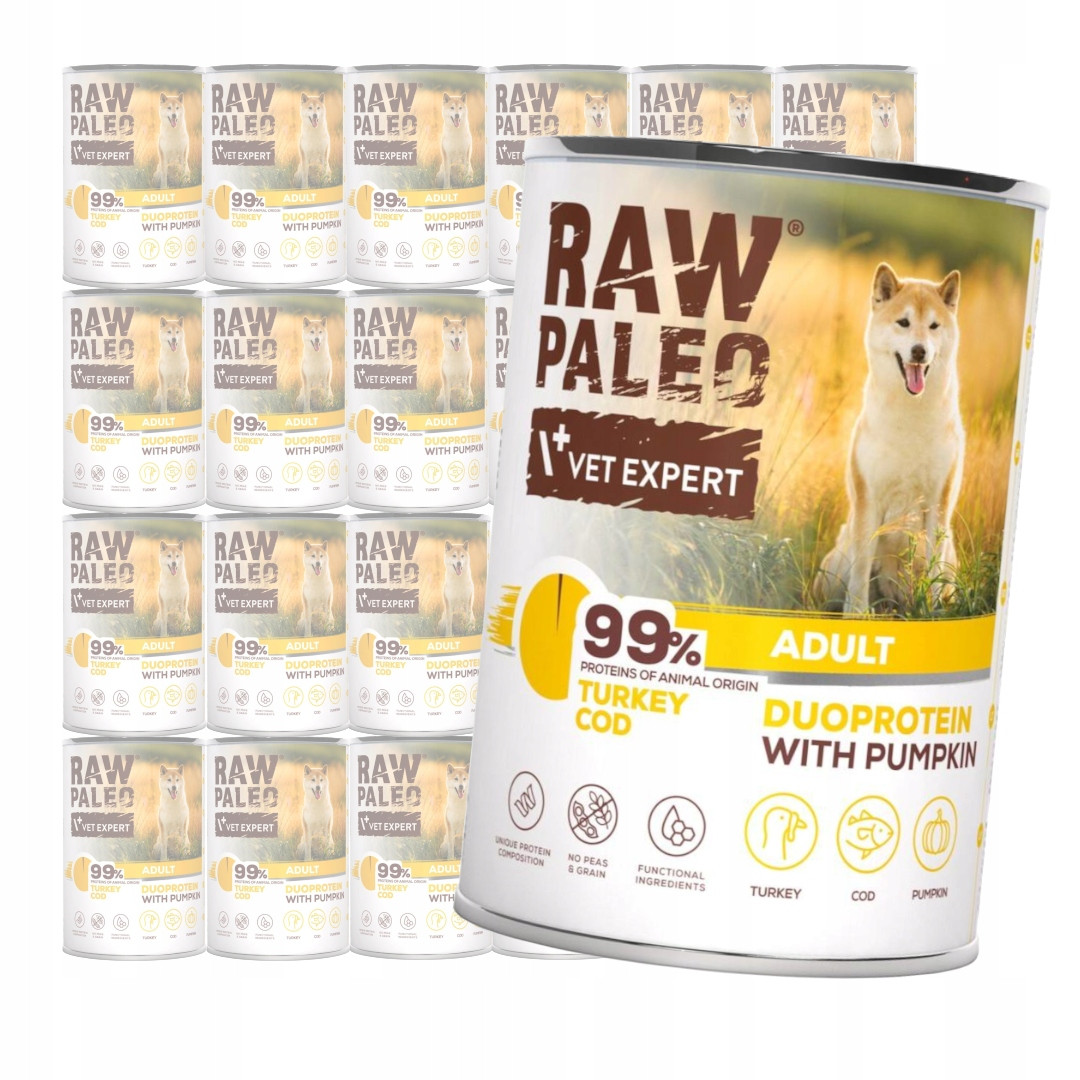 Raw Paleo Adult Duoprotein Mix Chutí 24x400 g Vlhké Krmivo pro psy