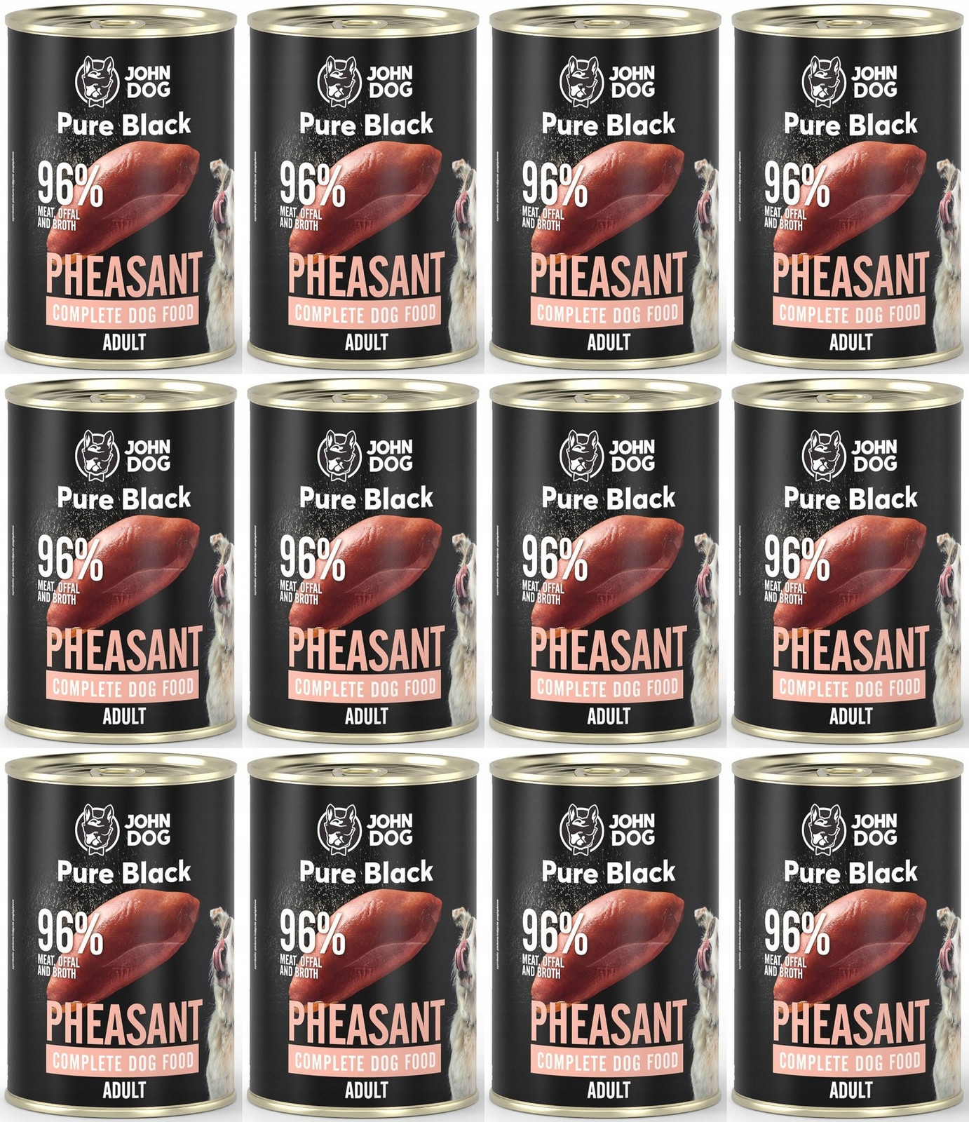 John Dog Pure Black Krmivo Pro Psa Z Bažanta 24x400g