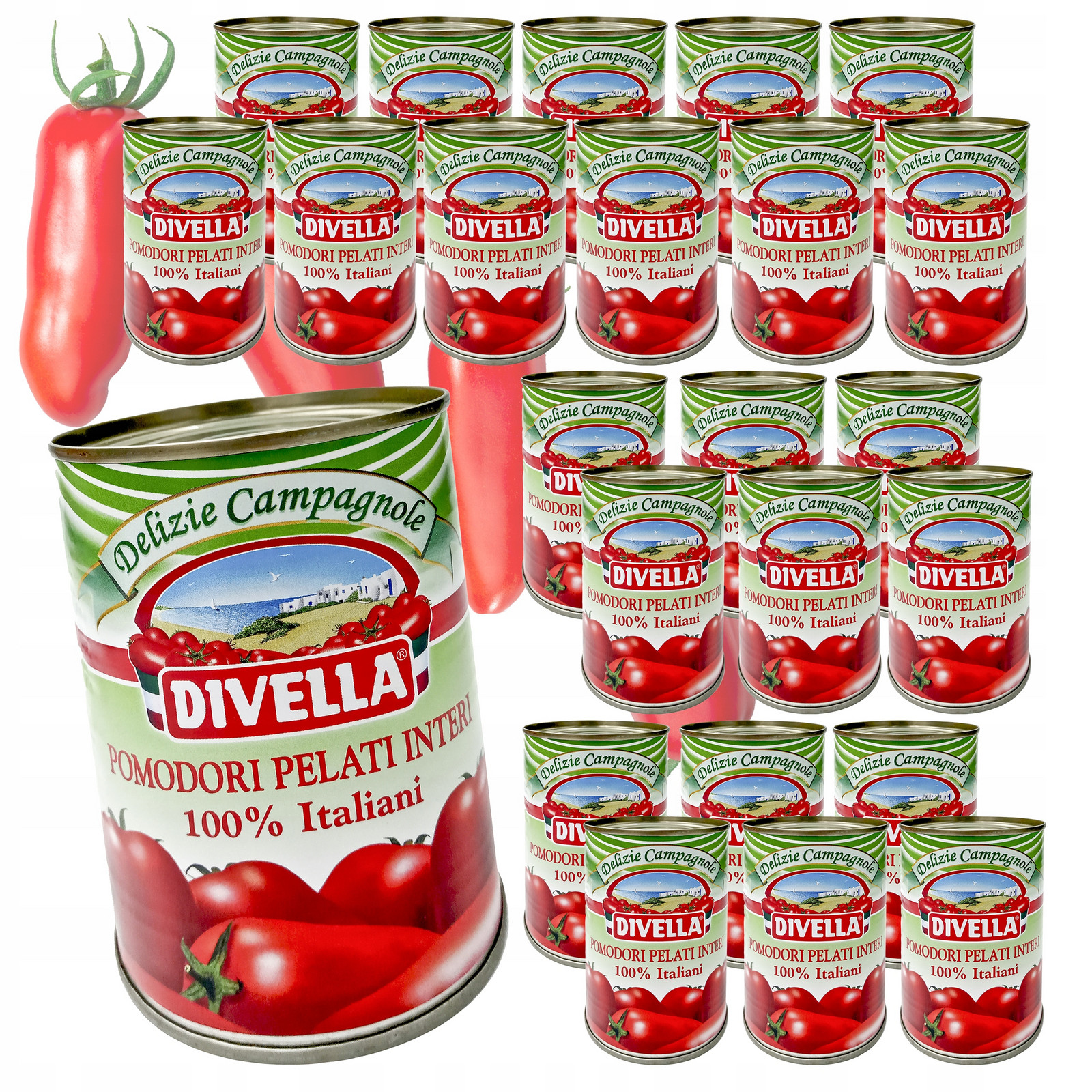 Rajčata Loupaná Celá 400g x 24 ks Pelati Divella