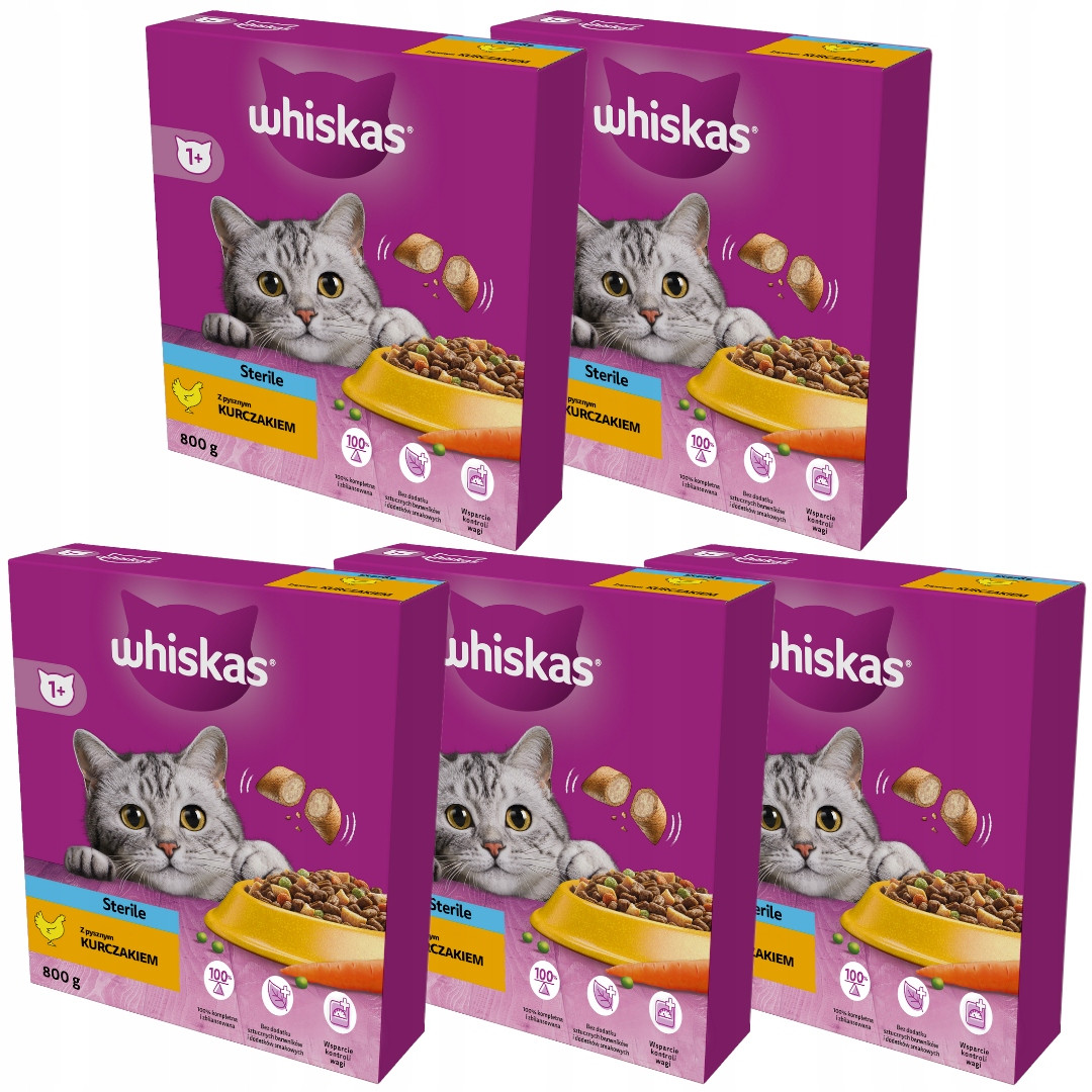 Whiskas Sterile Kuře Suché Krmivo Pro Kočky 5x800g