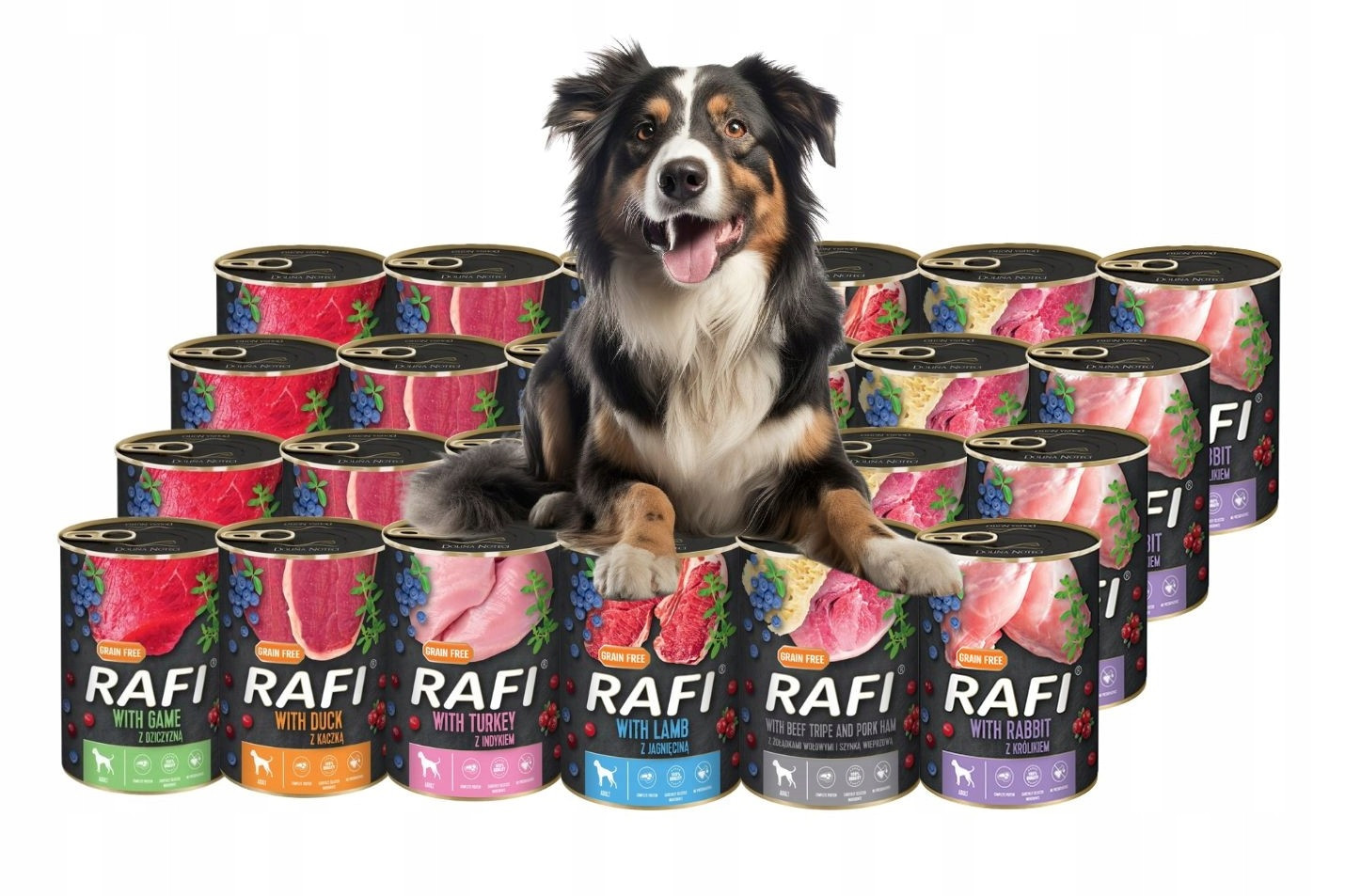 Rafi vlhké krmivo pro psy MIX 6 příchutí 24x400g Bezobilná Dolina Noteci