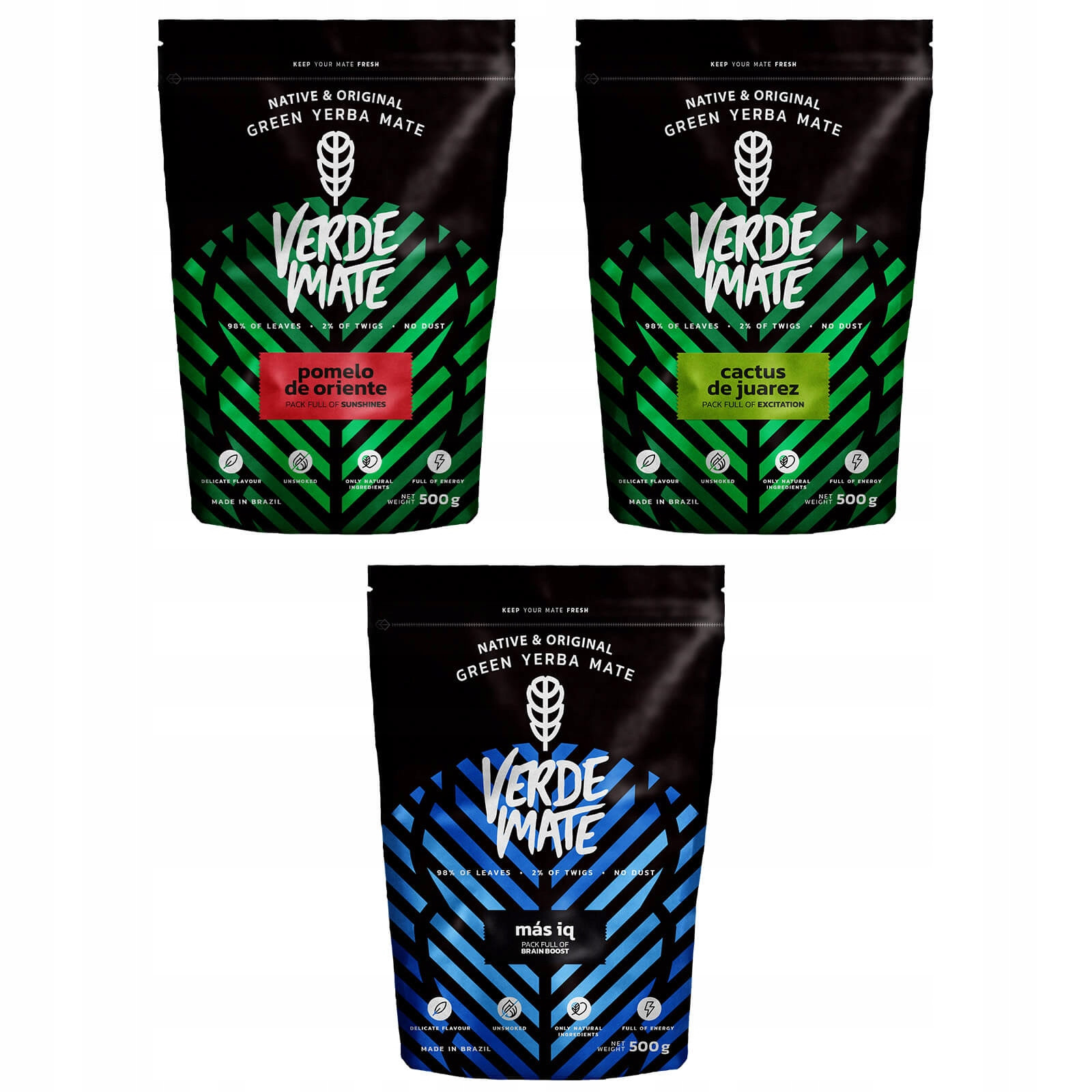 Yerba Set Verde Mate Green různé druhy 3x500g