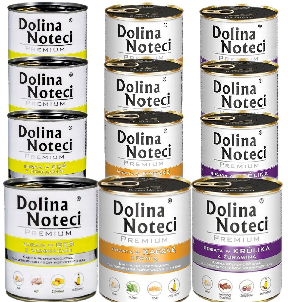 Vlhké krmivo pro psy Dolina Noteci Premium MIX 3 Příchutí 12x800g