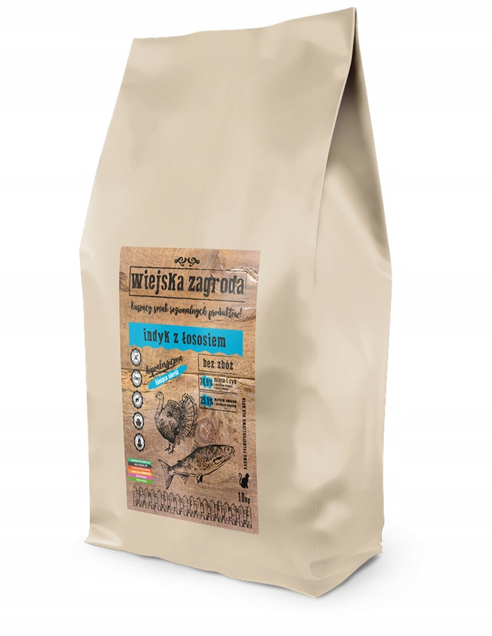 Bezobilné krmivo suché kočky 10kg krůta Losos 75%