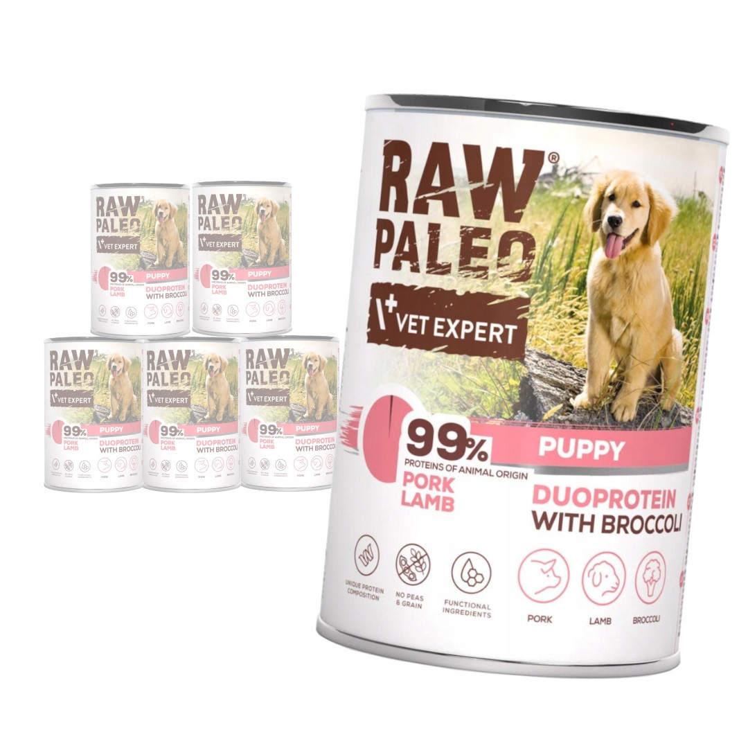 Raw Paleo Puppy 6x400g Vlhké Krmivo pro štěňata Vepřové jehněčí maso