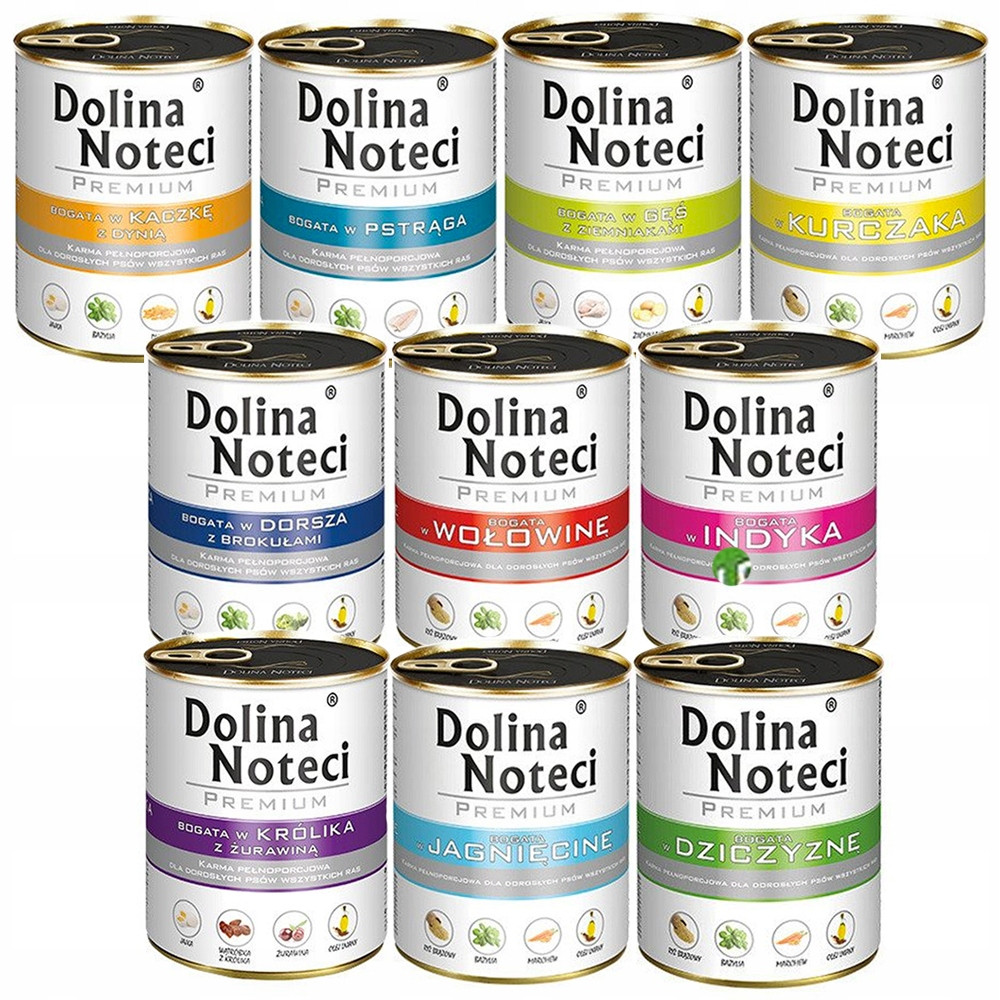 Krmivo mokré pro psy Dolina Noteci Premium 10 příchutí 30x800g