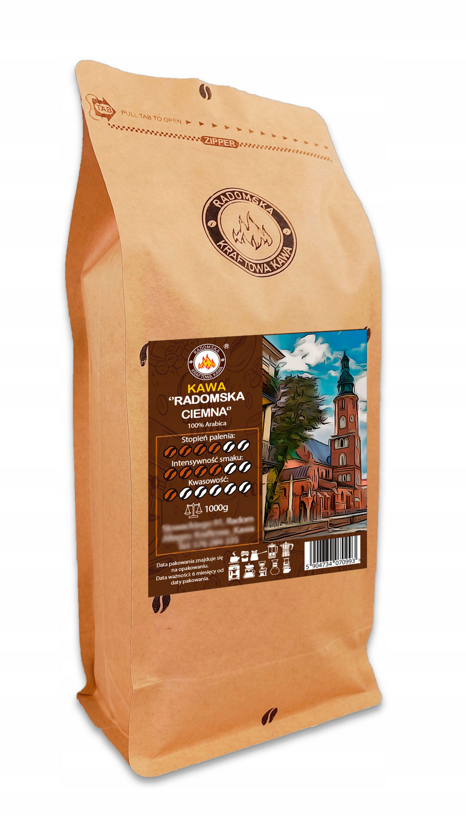 Mletá káva Radomská Tmavá 1000g Arabica 100%