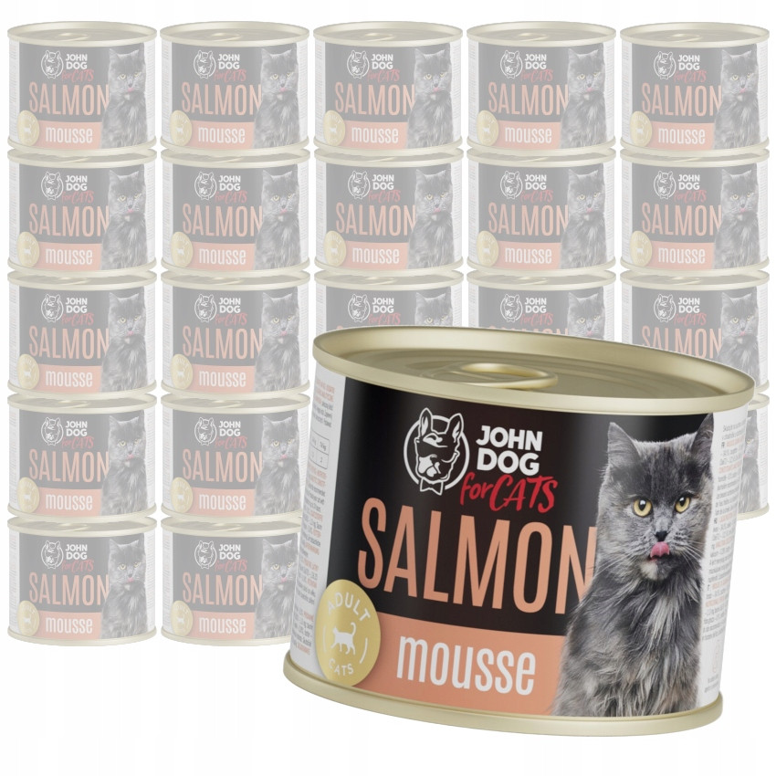 John Dog for Cats Mus s lososem 24x200 g Bezobilné Mokré Krmivo Pro Kočky