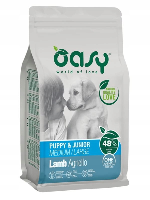 Oasy Lamb Agnello Puppy & Junior M/L Pro štěňata středních velkých plemen 12kg