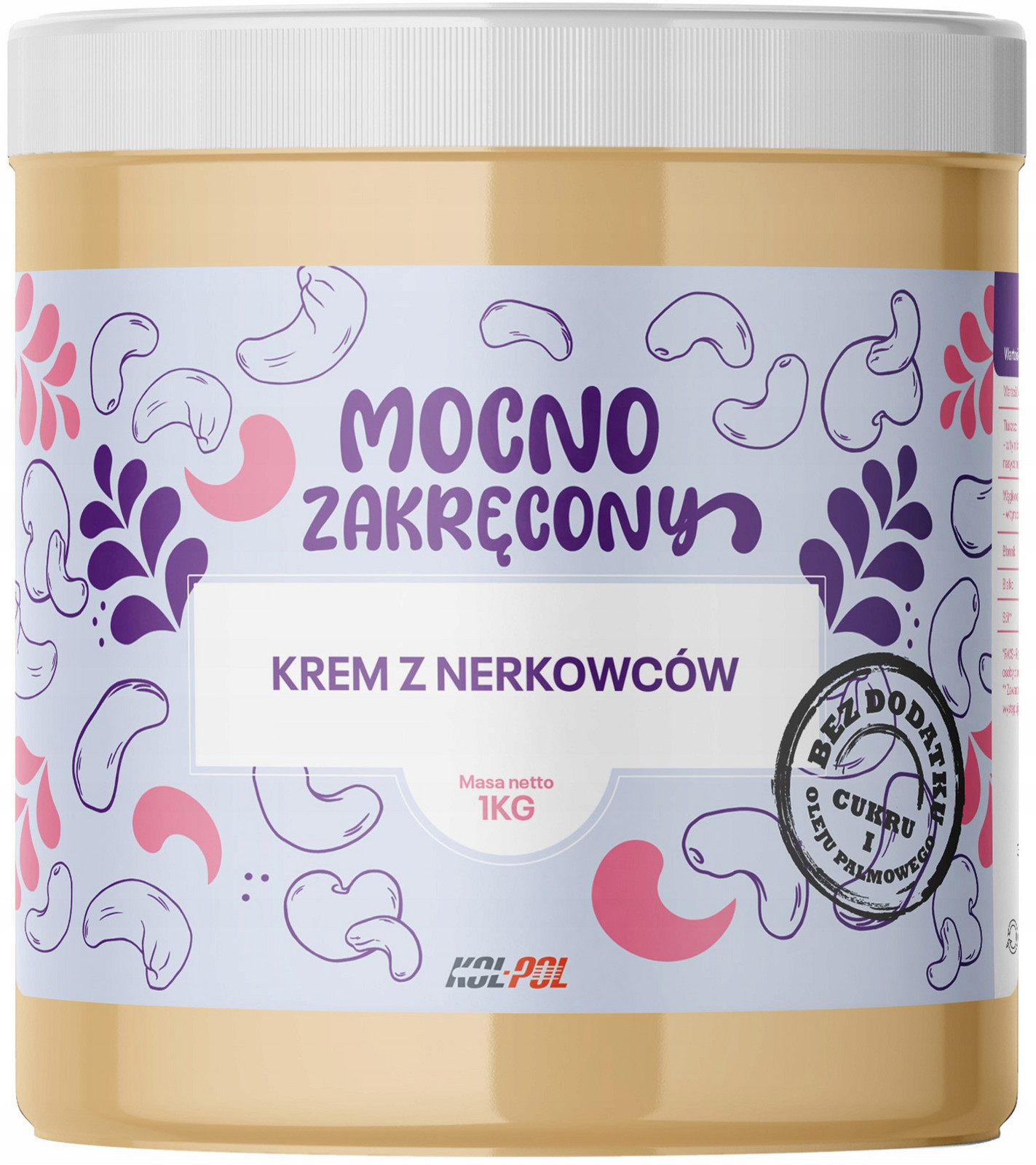 Kešu Ořechový Krém 1kg Arašídové máslo 100% přírodní Kol-Pol