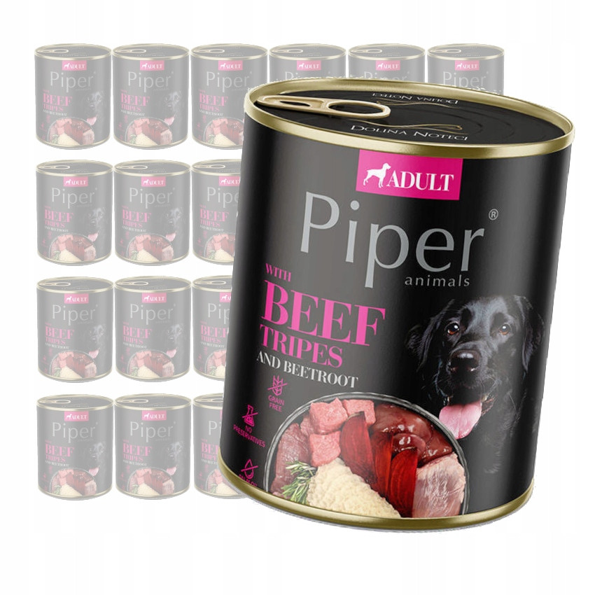 Krmivo mokré pro psy Piper Dolina Noteci hovězí žaludky a řepa 12x800g