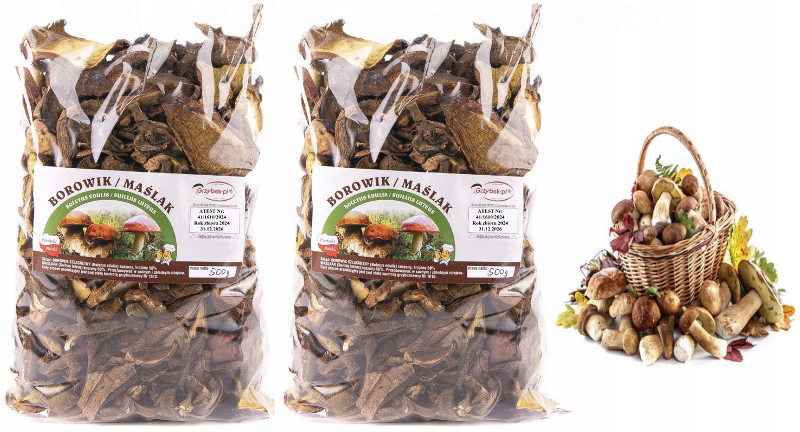 Hříbek+máslo Krájené 1kg Polský Atest 2024 Nová Sklizeň sušené houby