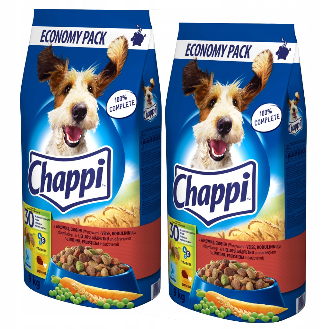 Chappi Suché Krmivo Pro Psa S Hovězím A Drůbežím Masem 2x9 Kg