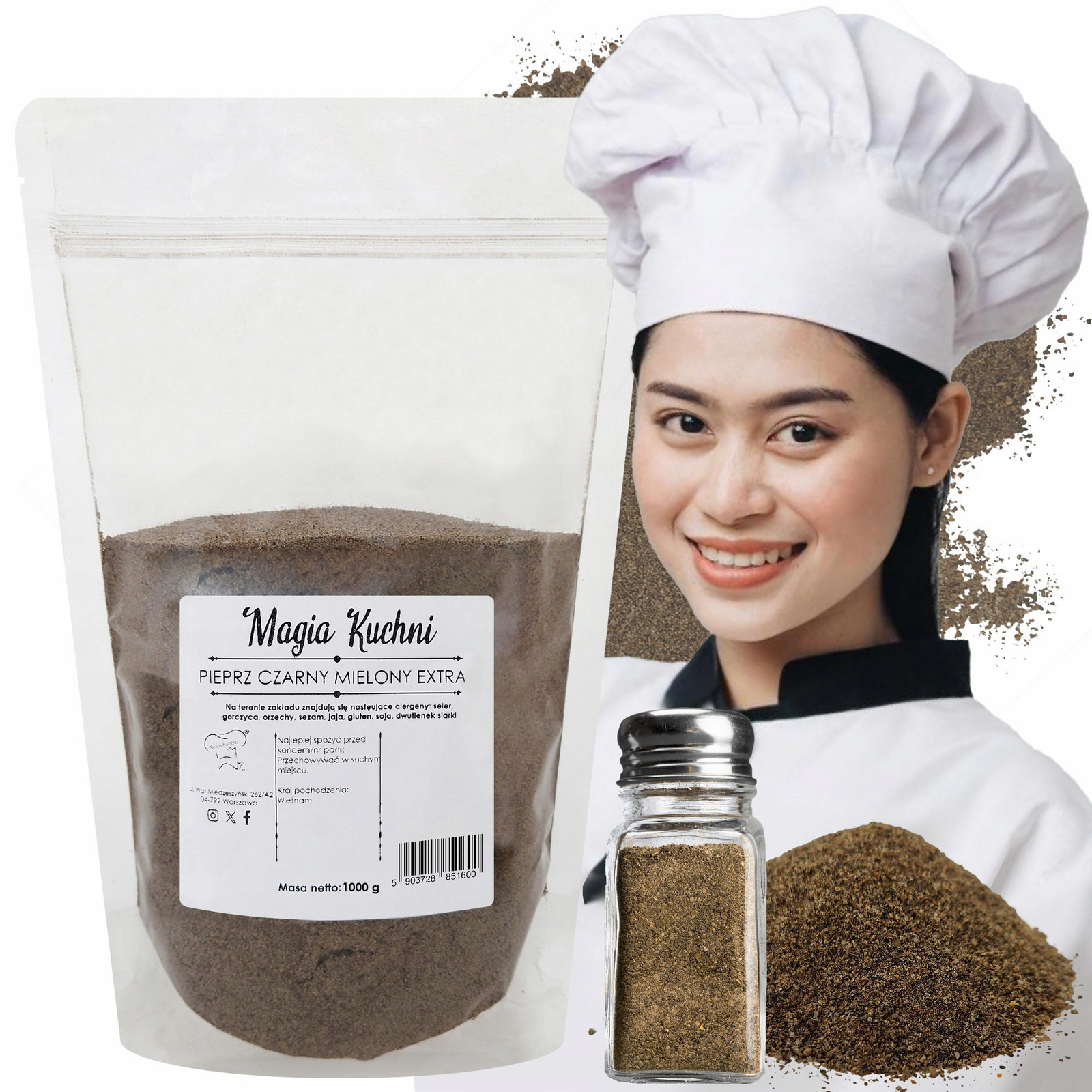 Pepř Černý 1kg Mletý ostrý Přírodní