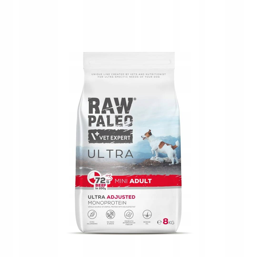 Raw Paleo Ultra Beef Adult Mini 8 kg Krmivo s hovězím masem pro psy malých plemen
