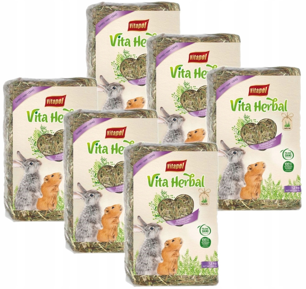 Seno pro králíka hlodavce Vitapol krmivo krmivo bylinky Vita Herbal 4x1,2kg